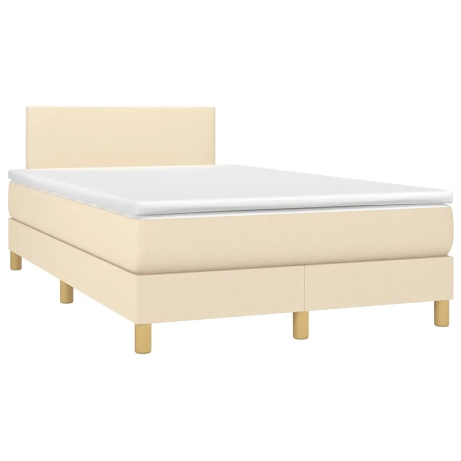 Sommier à lattes de lit avec matelas LED Crème 120x200 cm Tissu - 3