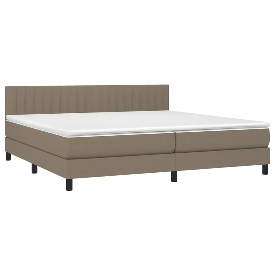 Sommier à lattes de lit et matelas et LED Taupe 200x200cm Tissu - 3