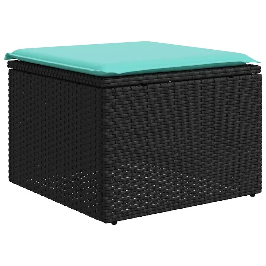 Ensemble de canapé de jardin 11 pcs avec coussins noir résine tressée - 5