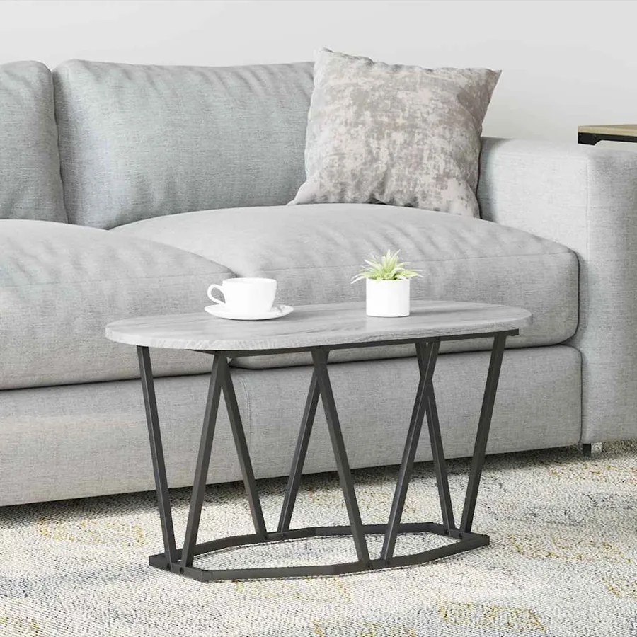 Table basse Gris 80 x 40 x 40.5 cm Bois d'ingénierie et métal
