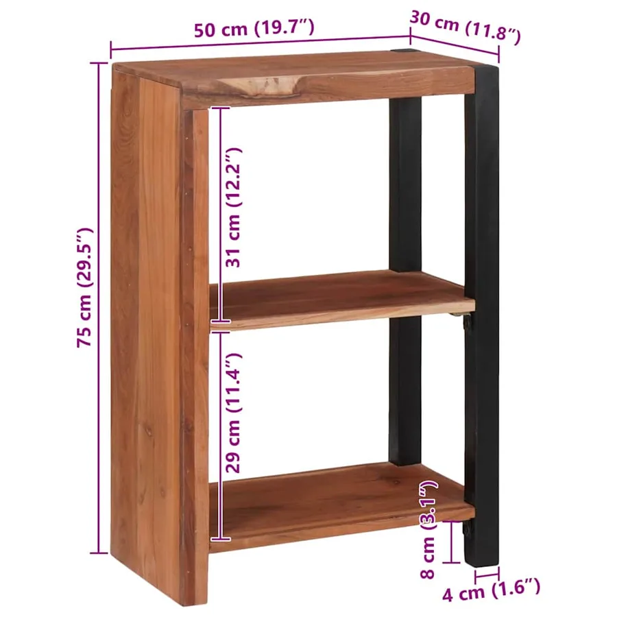 Étagère Marron 50 x 30 x 75 cm Bois d'Acacia Massif - 12