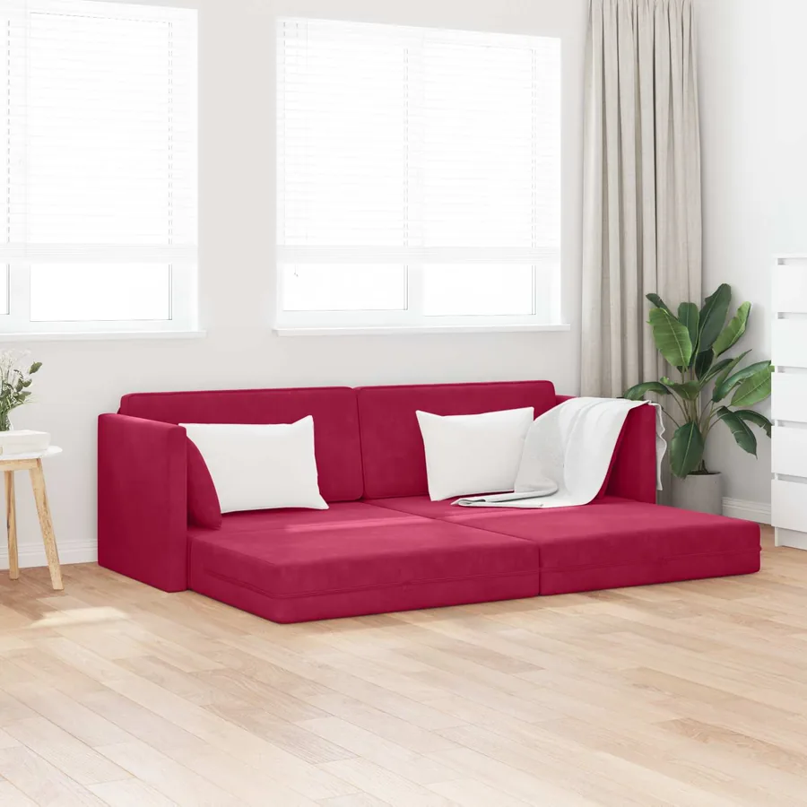 Canapé-lit au sol Bordeaux 213 x 70 x 77 cm Velours