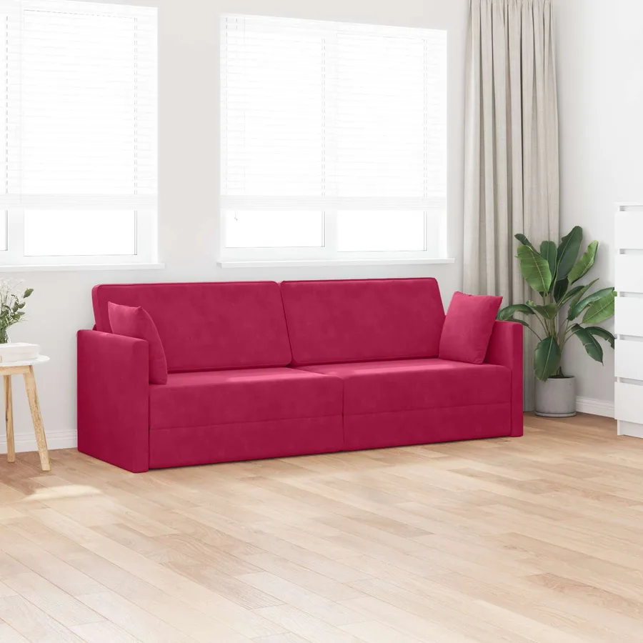 Canapé-lit au sol Bordeaux 213 x 70 x 77 cm Velours - 3