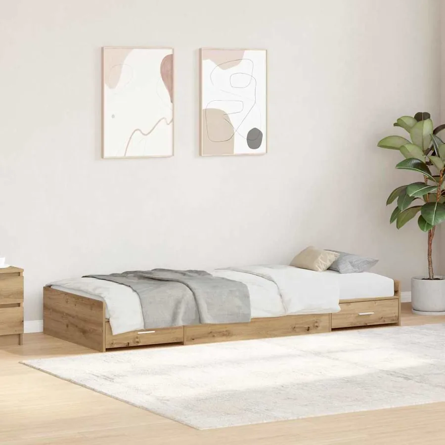 Cadre de lit Chêne artisanal 75 x 190 cm Bois d'ingénierie