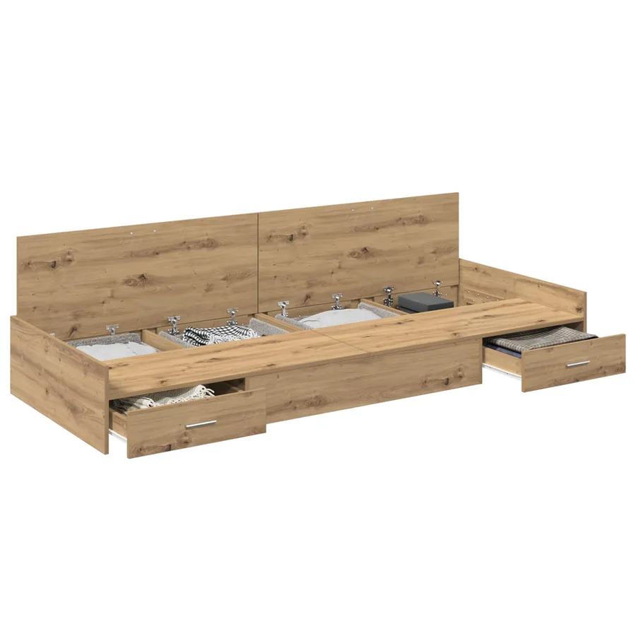 Cadre de lit Chêne artisanal 75 x 190 cm Bois d'ingénierie - 2