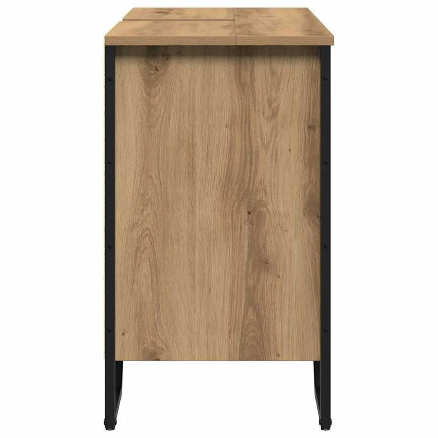Meuble de Lavabo de Salle de Bain avec stockage Chêne artisanal - 6
