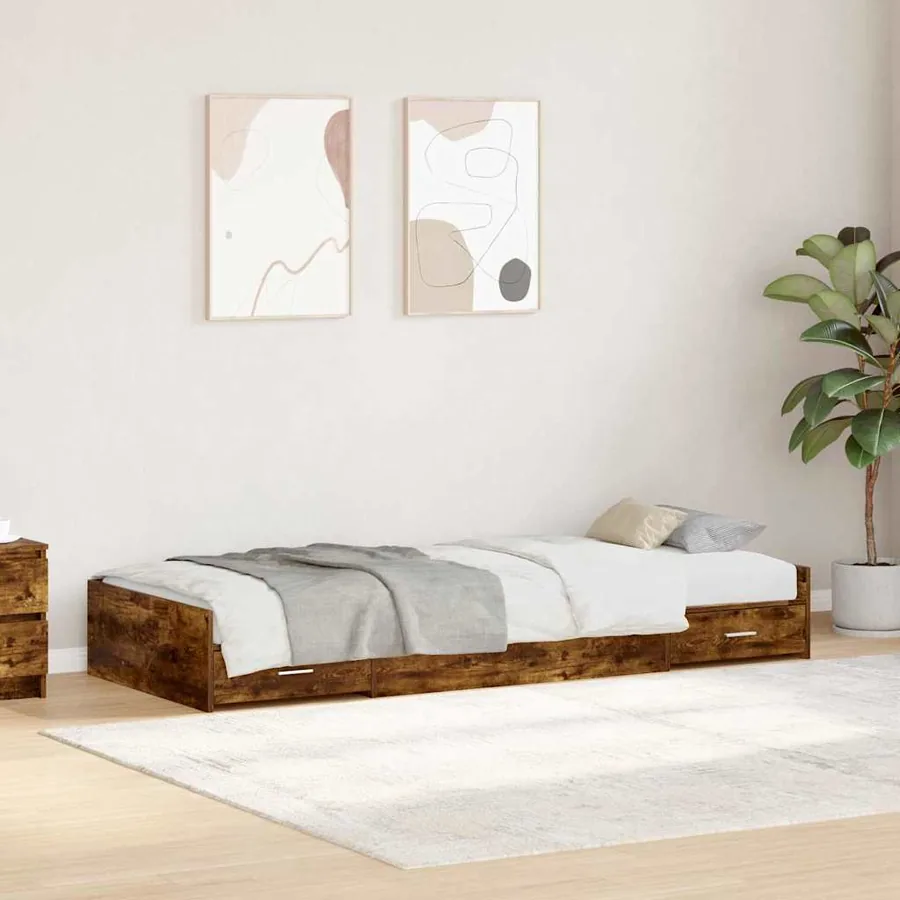 Cadre de lit Chêne fumé 75 x 190 cm Bois d'ingénierie