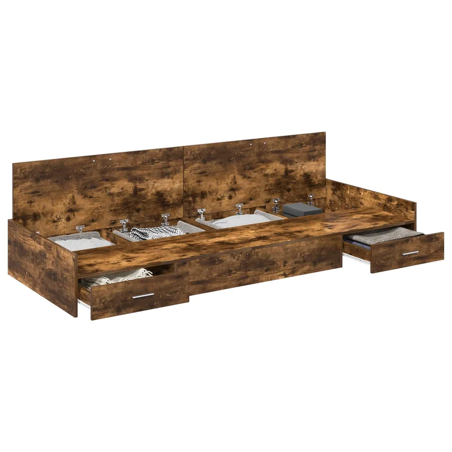 Cadre de lit Chêne fumé 75 x 190 cm Bois d'ingénierie - 2