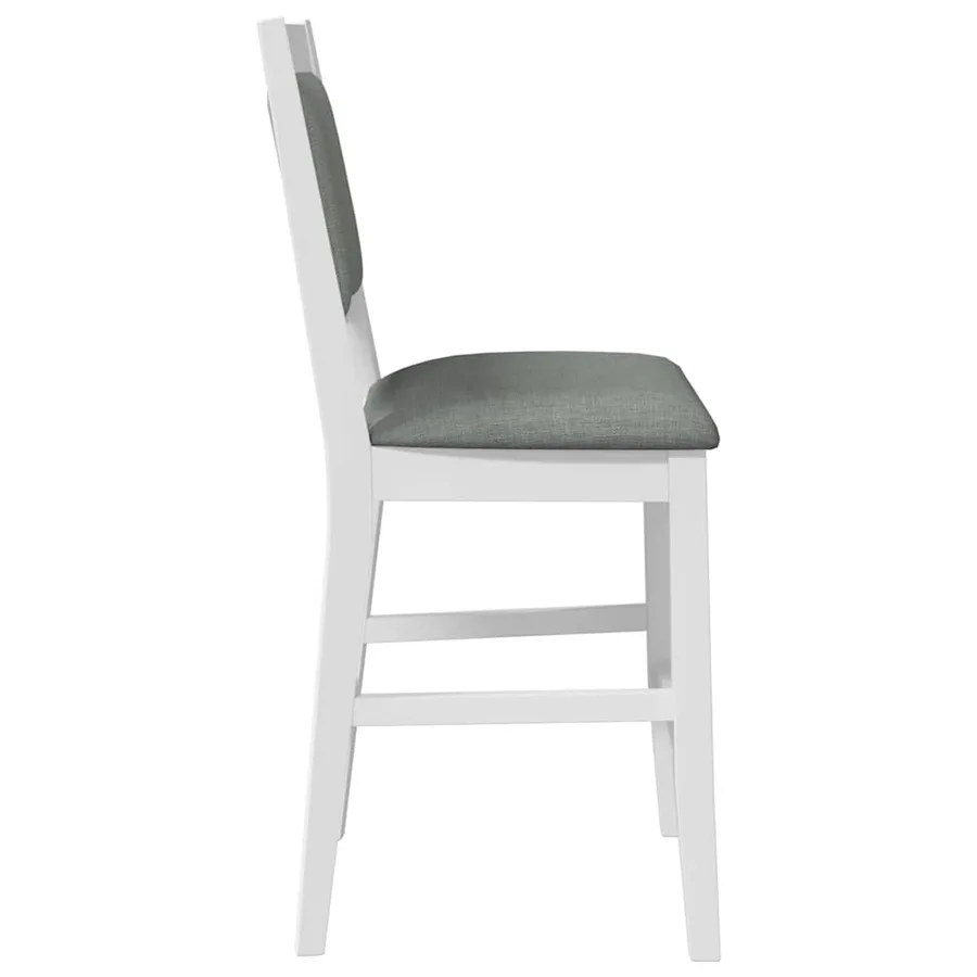 Tabourets de bar avec coussins (lot de 2) en bois massif blanc et caoutchouc - 6