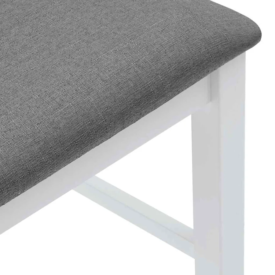 Tabourets de bar avec coussins (lot de 2) en bois massif blanc et caoutchouc - 8