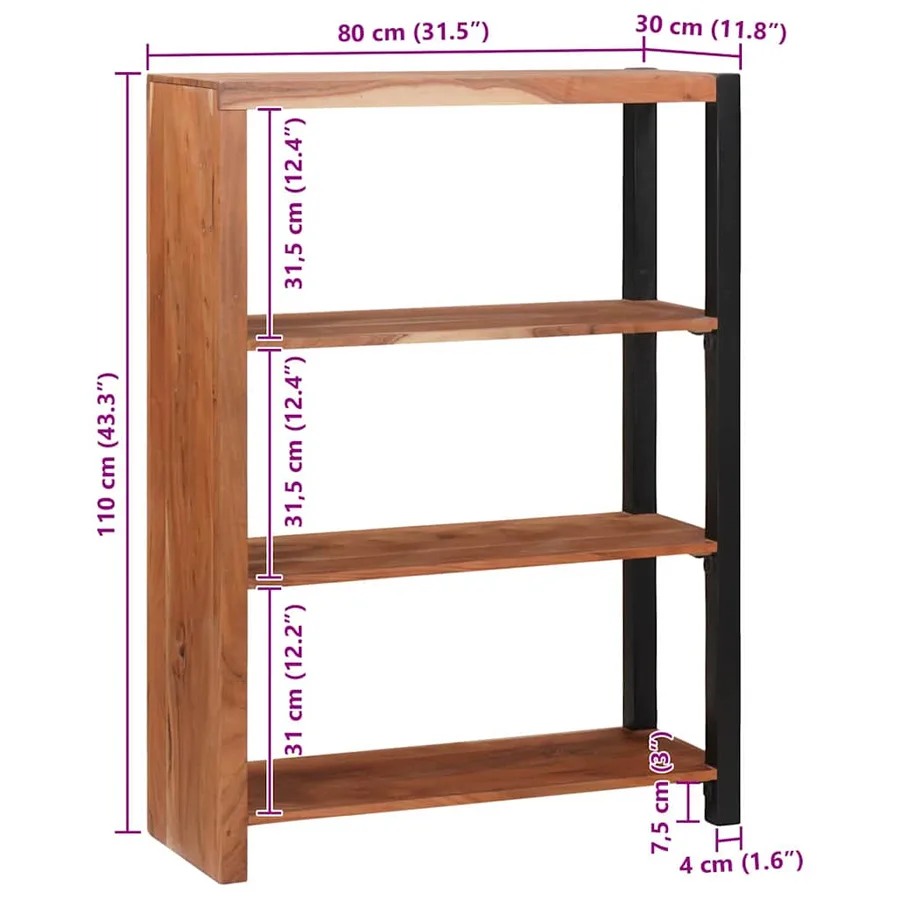 Étagère Marron 80 x 30 x 110 cm Bois d'Acacia Massif - 12