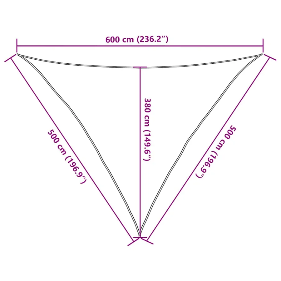 Voile d'ombrage 160 g/m² triangulaire sable 5x5x6 m PEHD - 10