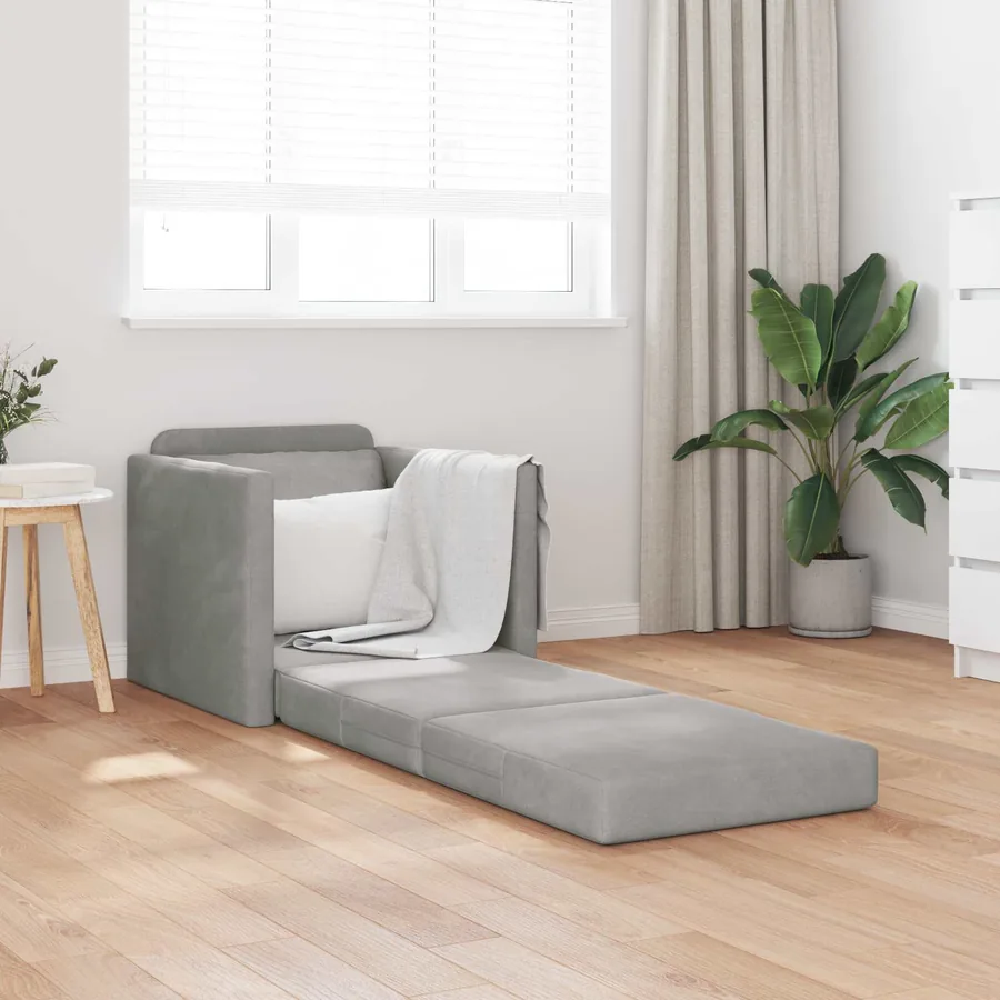 Canapé-Lit Gris clair 74 x 77 x 81 cm Velours