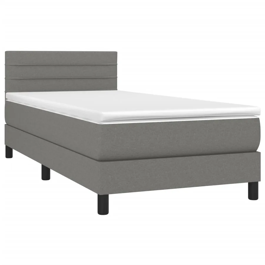 Sommier à lattes de lit avec matelas et LED Gris foncé 80x200cm - 3