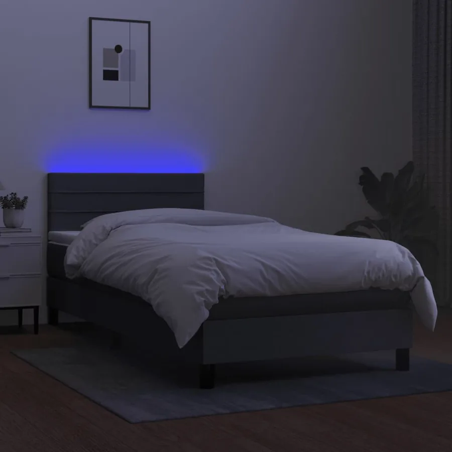Sommier à lattes de lit avec matelas et LED Gris foncé 80x200cm - 4