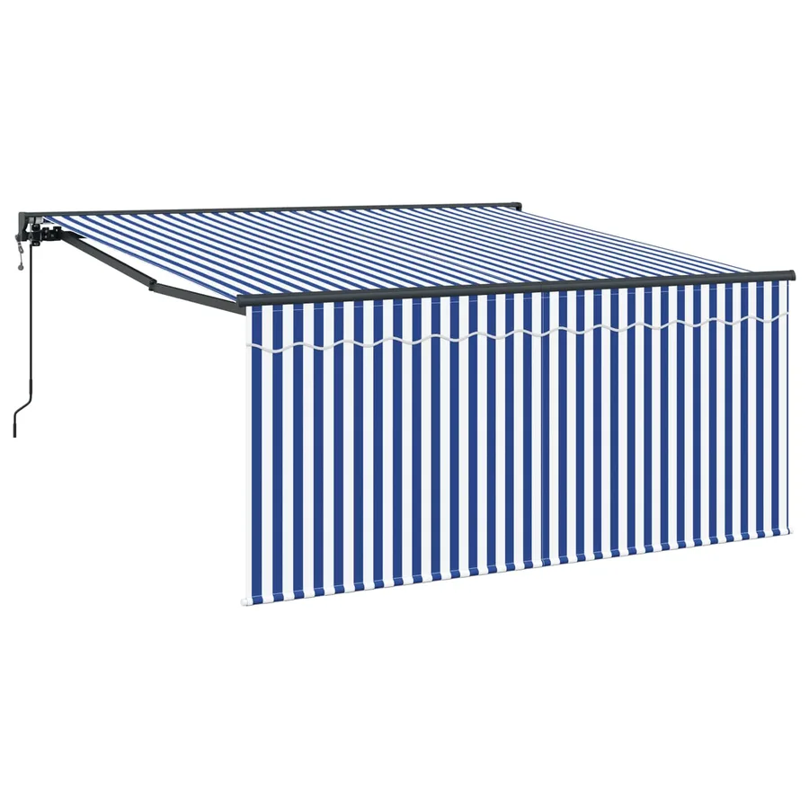 Auvent Rétractable Bleu et Blanc 350 x 250 cm - 2