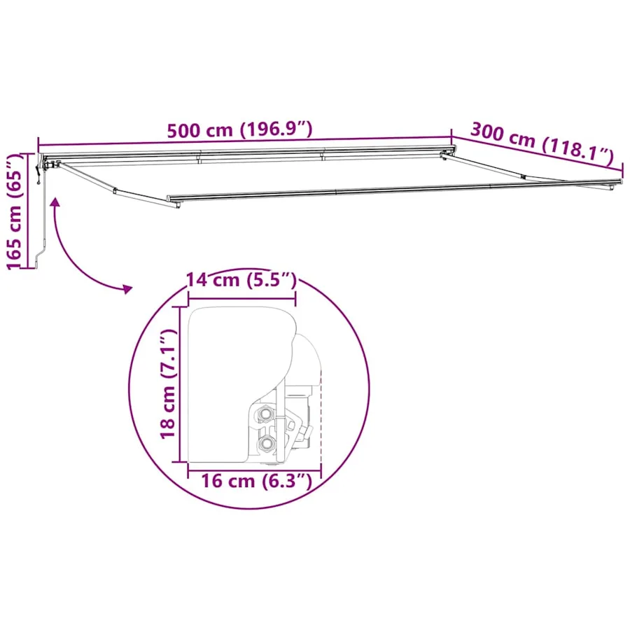 Cadre d'auvent Bordeaux 500 × 300 cm - 13