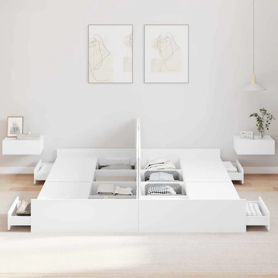 Cadre de lit avec rangement avec tête de lit Blanc 180 x 200 cm - 3