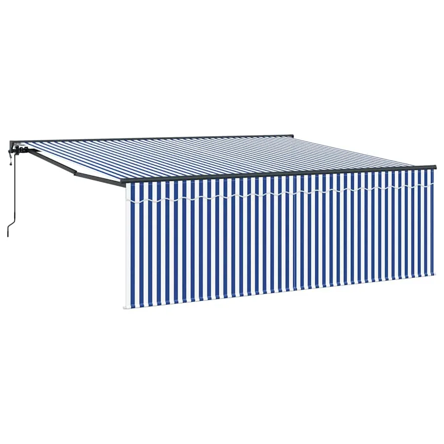 Auvent Rétractable Bleu et Blanc 400 × 300 cm - 2