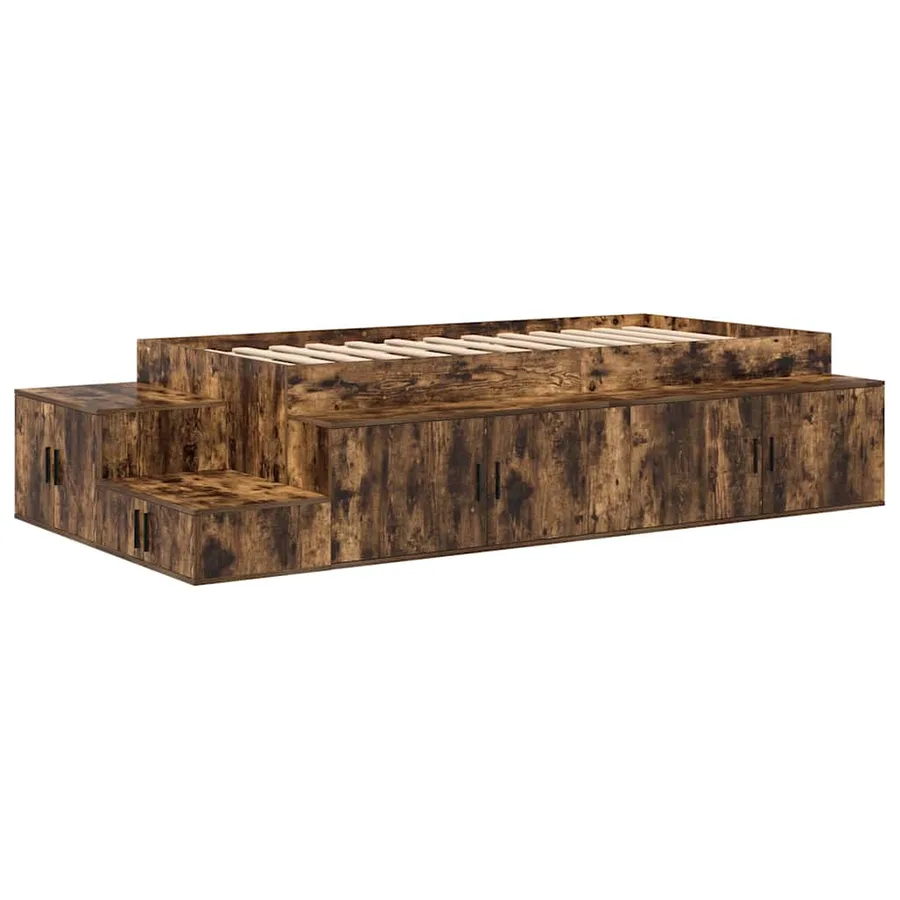 Cadre de lit avec rangement Chêne fumé 75 cm Bois d'ingénierie - 2