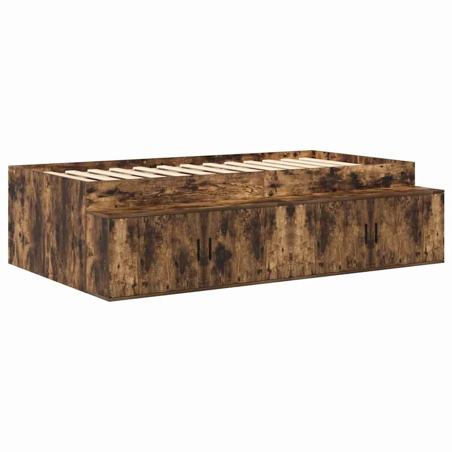 Cadre de lit avec rangement Chêne fumé 75 cm Bois d'ingénierie - 6