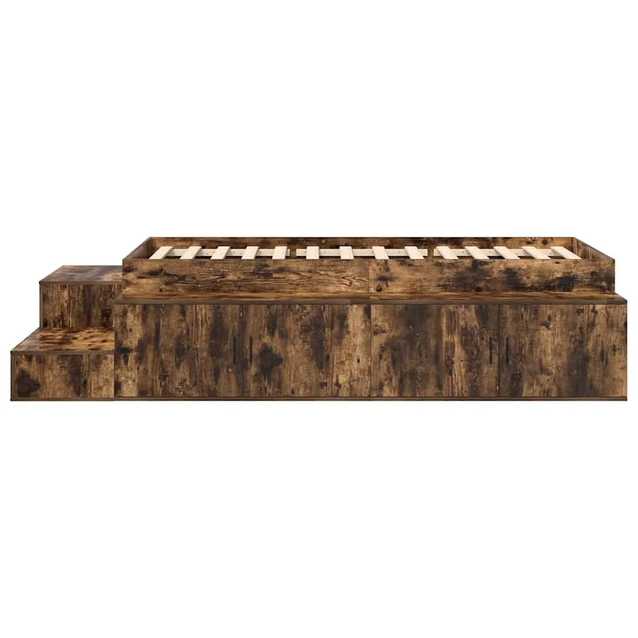 Cadre de lit avec rangement Chêne fumé 75 cm Bois d'ingénierie - 7
