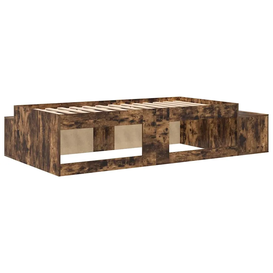 Cadre de lit avec rangement Chêne fumé 75 cm Bois d'ingénierie - 9