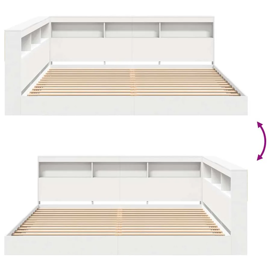 Lit Bibliothèque Blanc 180 x 200 cm Bois d'ingénierie - 11
