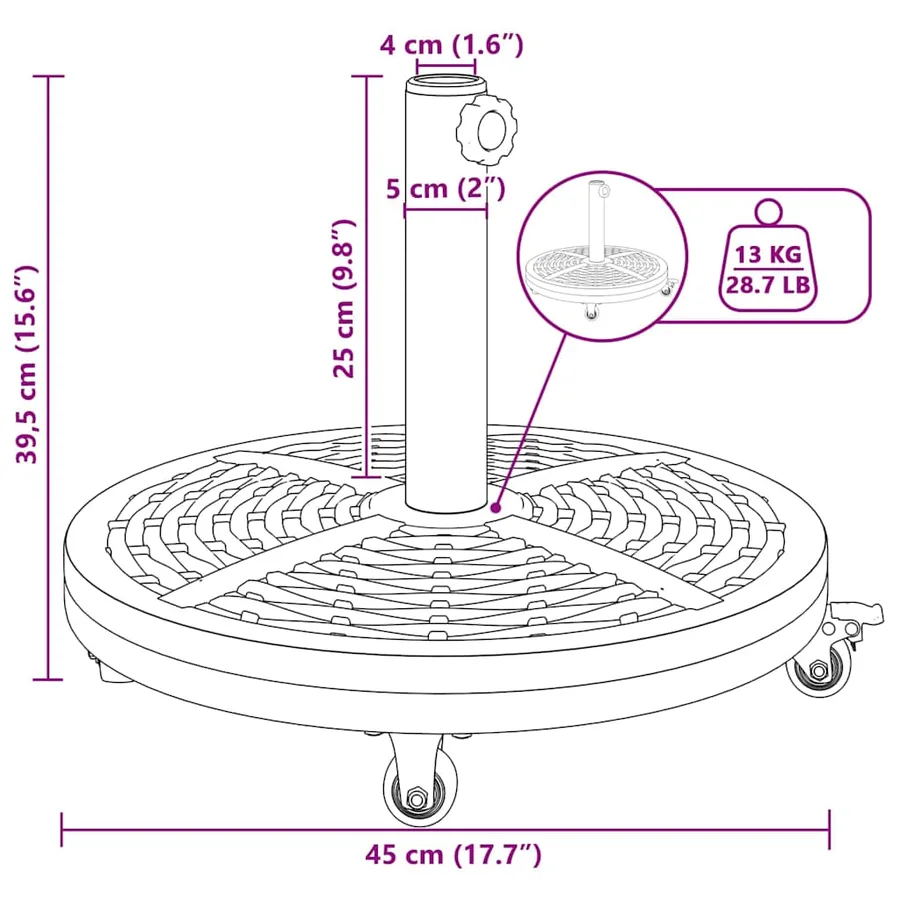Pied de parasol Art déco Noir Ø 45 x 39,5 cm Fer - 12