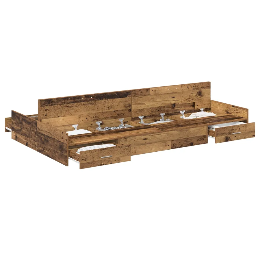 Cadre de lit avec rangement Bois Ancien 120 x 190 cm - 2