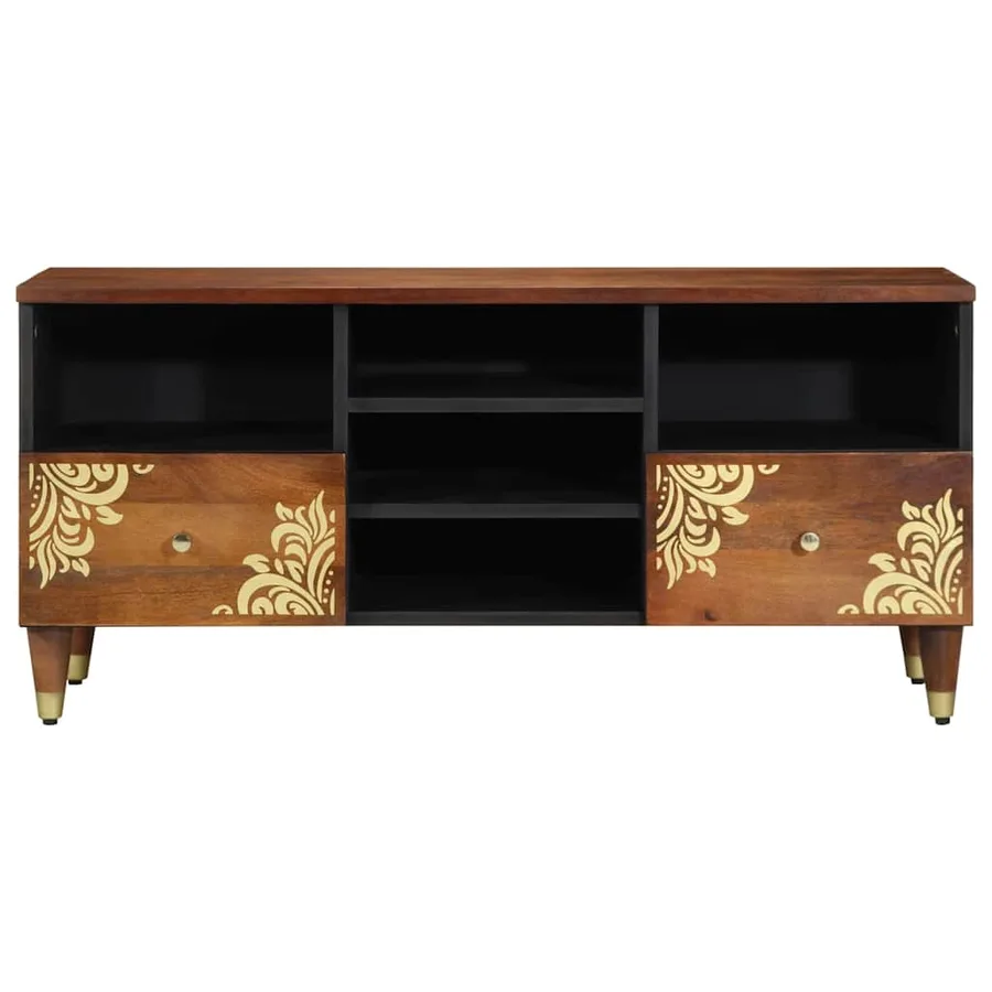 Meuble TV Marron miel 100 x 33 x 46 cm Bois de mangue massif - 3