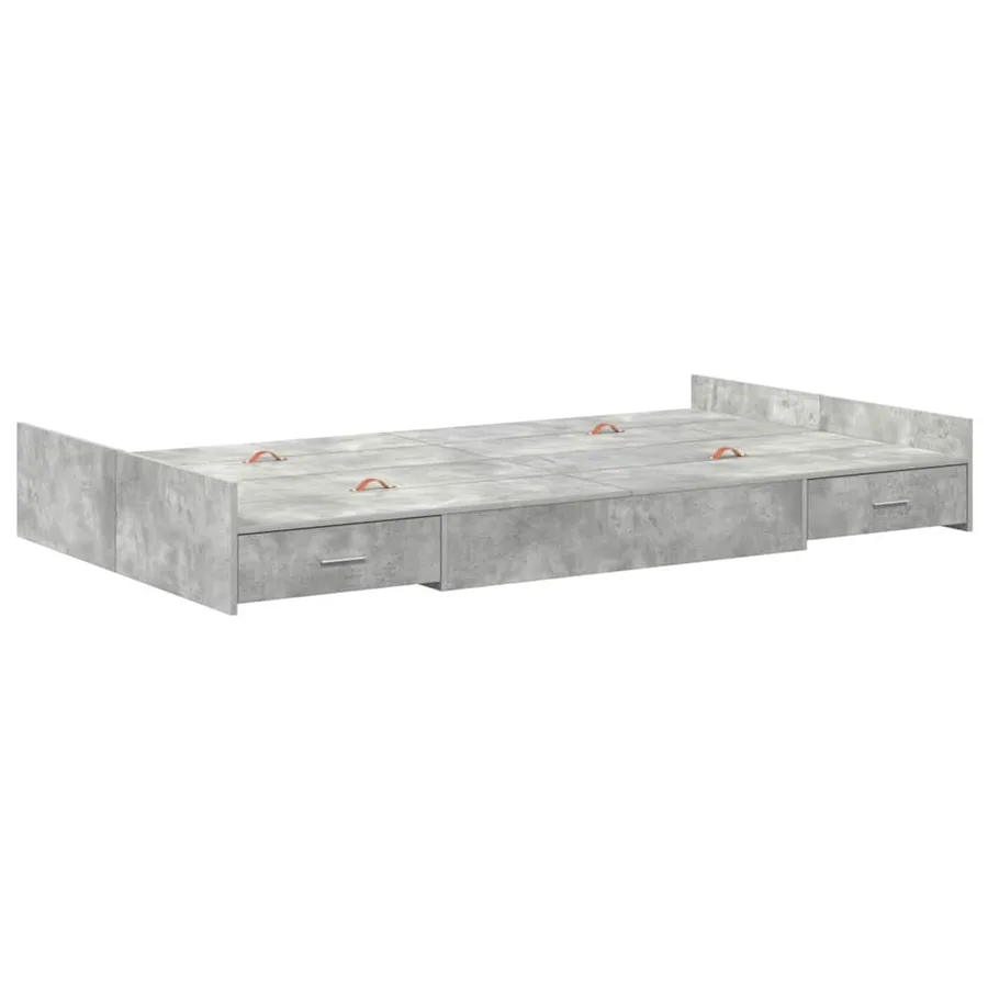 Cadre de lit avec rangement avec tiroir Gris béton 120 x 200 cm - 7