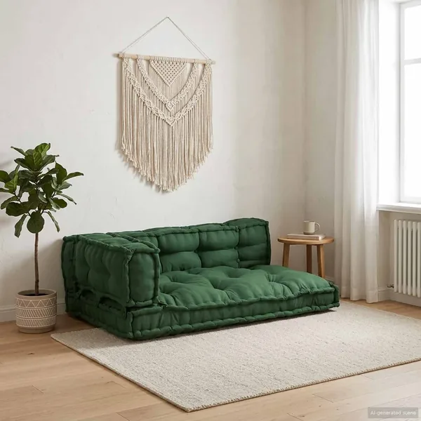 Coussin de canapé sur palette 3 pcs Vert 120 x 80 x 38 cm Tissu