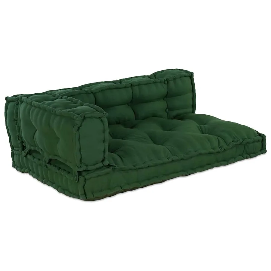 Coussin de canapé sur palette 3 pcs Vert 120 x 80 x 38 cm Tissu - 2