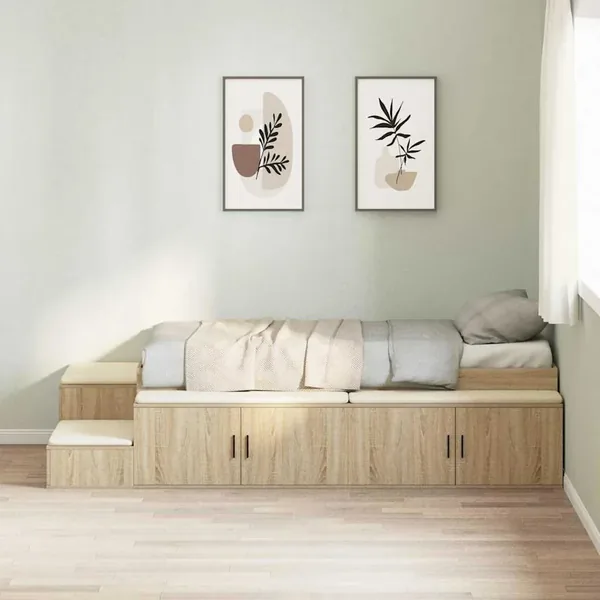 Cadre de lit avec rangement avec stockage Chêne Sonoma 75 cm