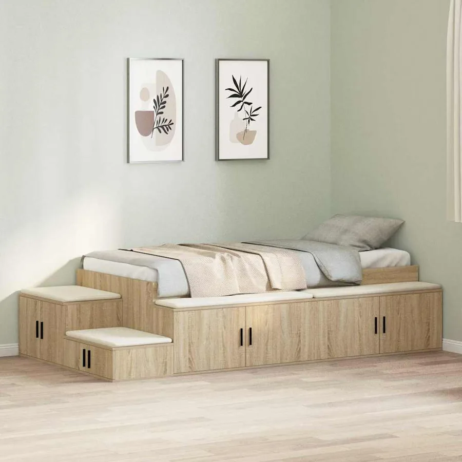 Cadre de lit avec rangement avec stockage Chêne Sonoma 75 cm - 4