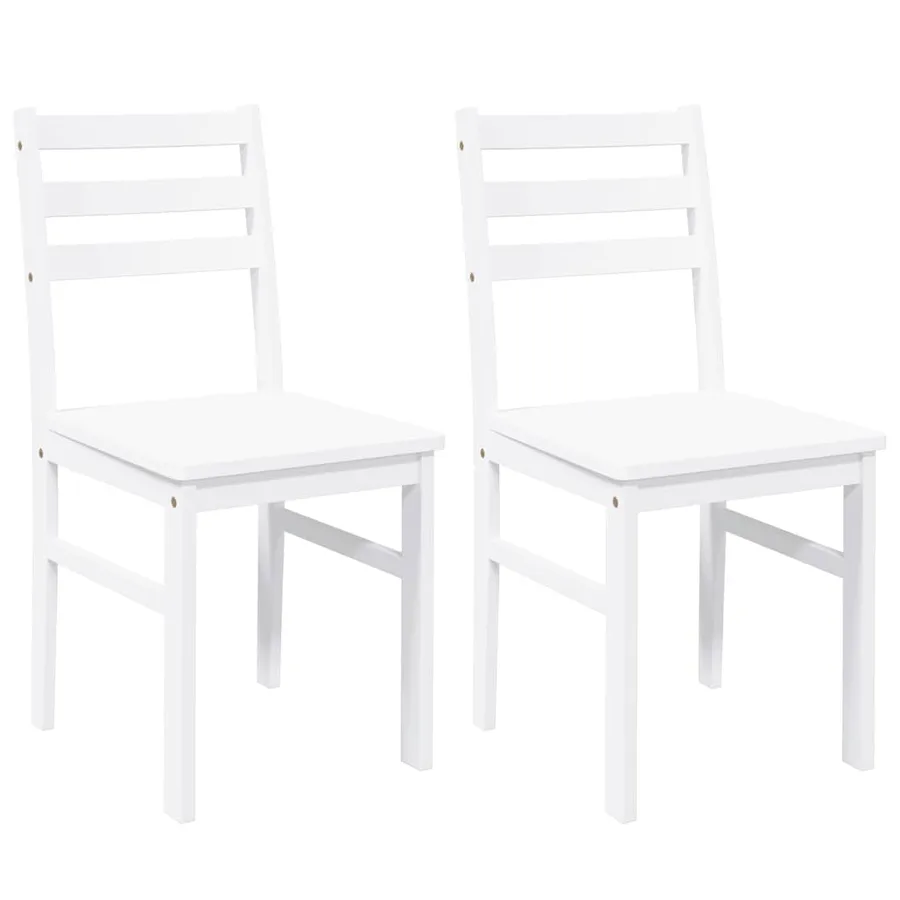 Chaises à manger 2 pcs blanc bois massif caoutchouc - 2