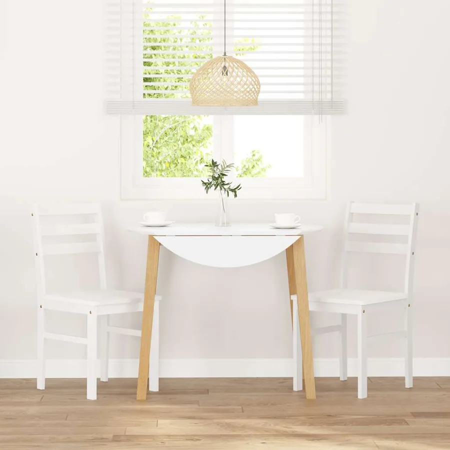 Chaises à manger 2 pcs blanc bois massif caoutchouc - 3