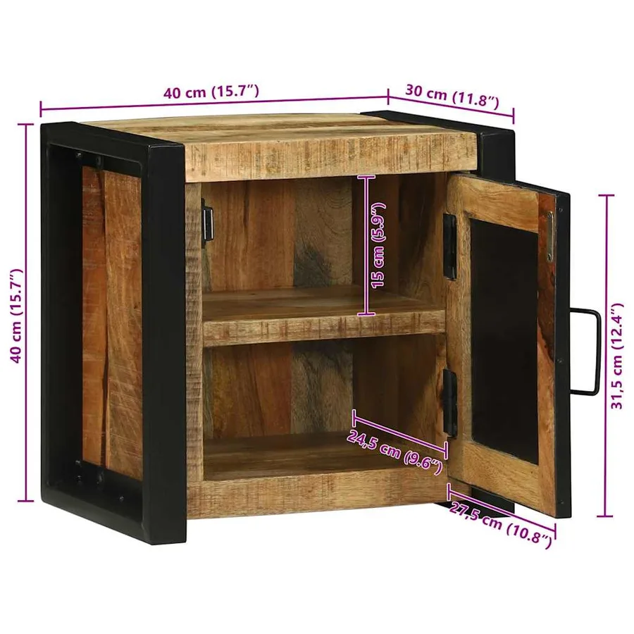 Armoire de salle de bain Marron Bois de mangue massif - 14