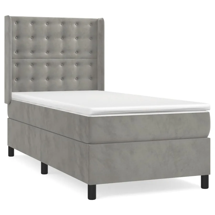 Sommier à lattes de lit et matelas Gris clair 80x200 cm Velours - 2