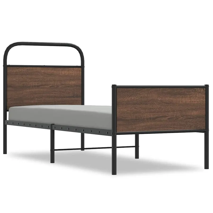 Cadre de lit sans matelas 80x200cm chêne marron bois ingénierie - 2