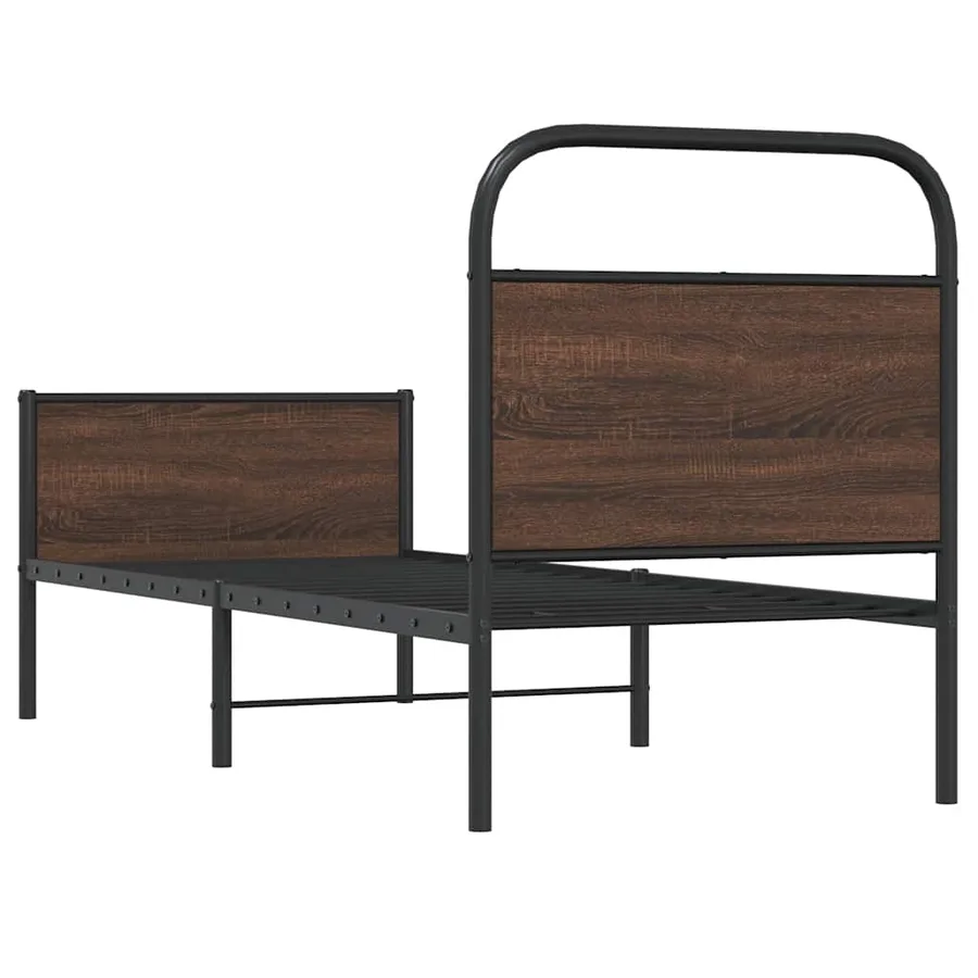 Cadre de lit sans matelas 80x200cm chêne marron bois ingénierie - 7
