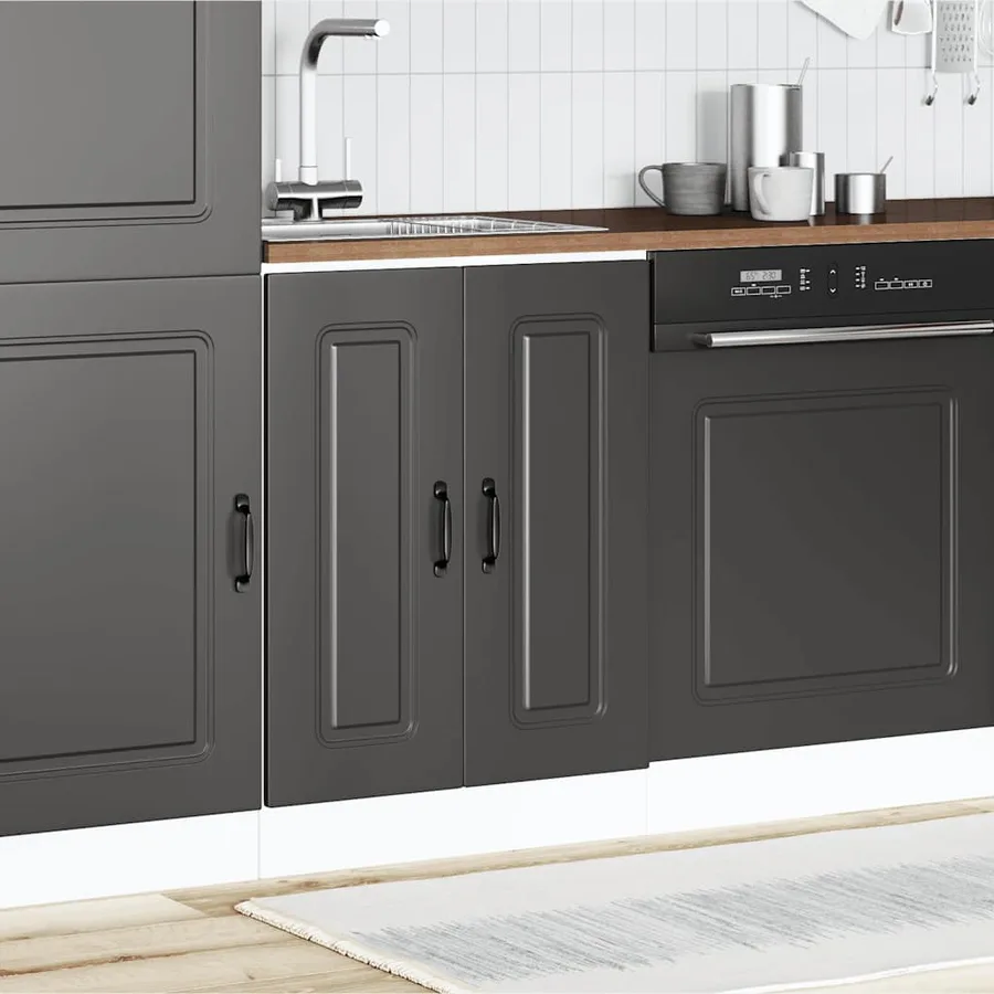 Meuble bas pour évier Kalmar noir 60x46x81,5 cm bois ingénierie - 3