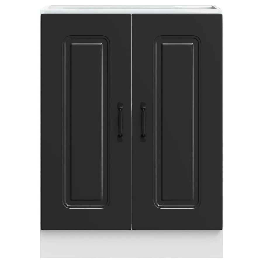 Meuble bas pour évier Kalmar noir 60x46x81,5 cm bois ingénierie - 4
