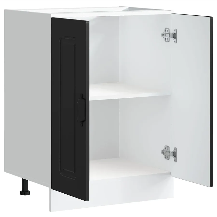Meuble bas pour évier Kalmar noir 60x46x81,5 cm bois ingénierie - 5