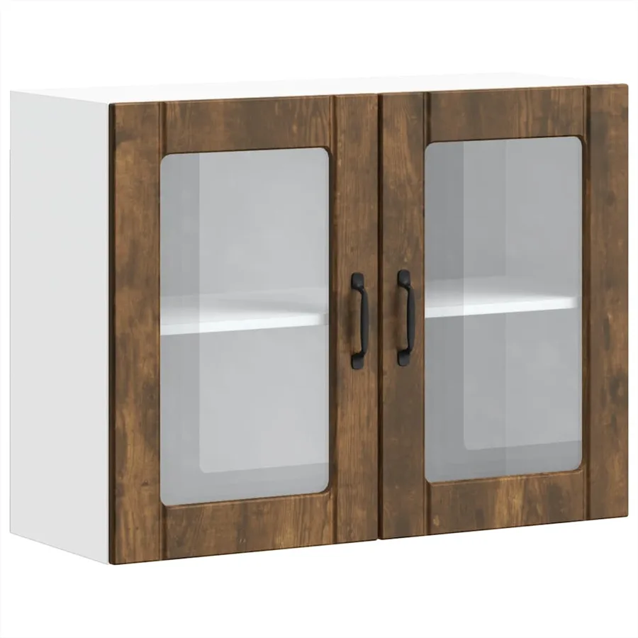 Armoire murale de cuisine avec porte vitrée "Lucca" Chêne fumé Bois d'ingénierie - 2