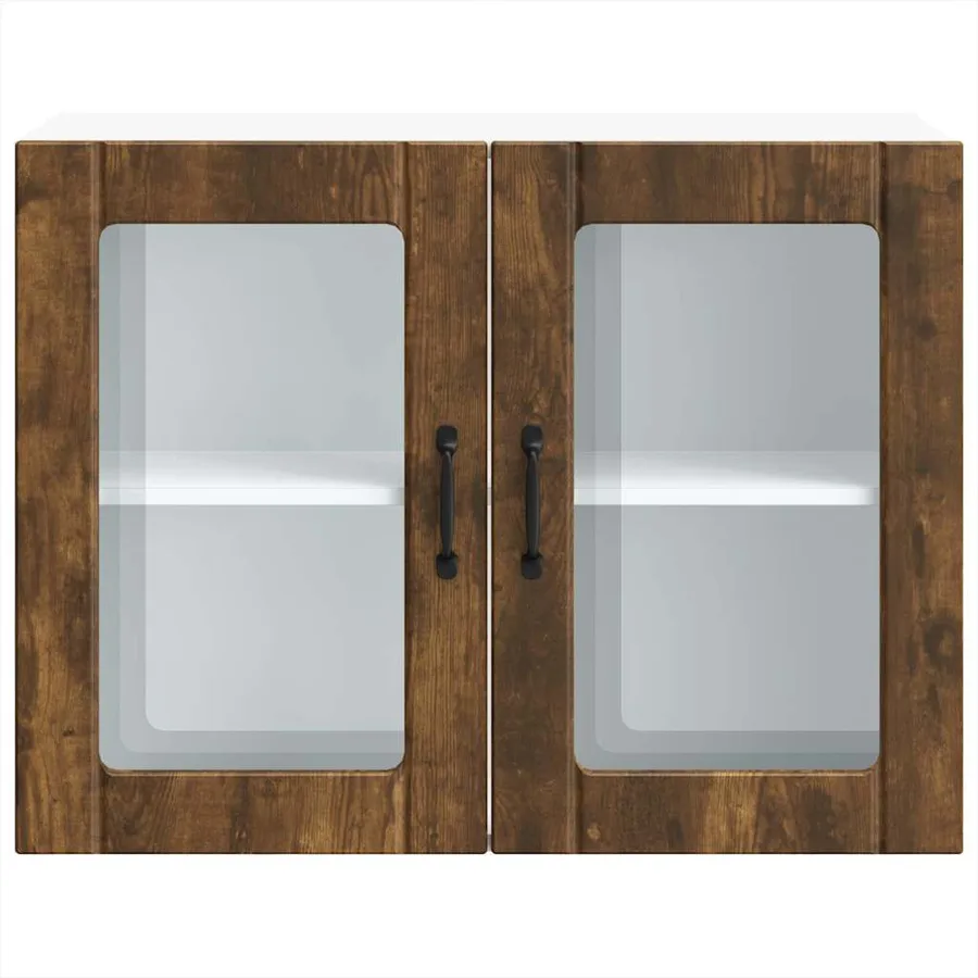 Armoire murale de cuisine avec porte vitrée "Lucca" Chêne fumé Bois d'ingénierie - 6