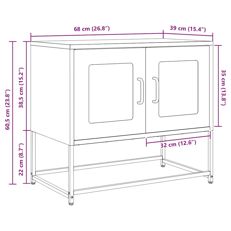 Meuble TV blanc 68x39x60,5 cm acier laminé à froid - 13