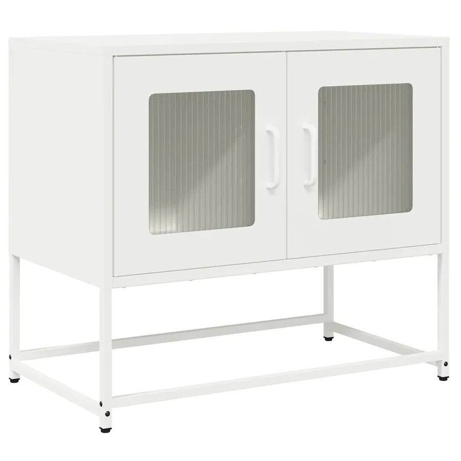 Meuble TV blanc 68x39x60,5 cm acier laminé à froid - 2