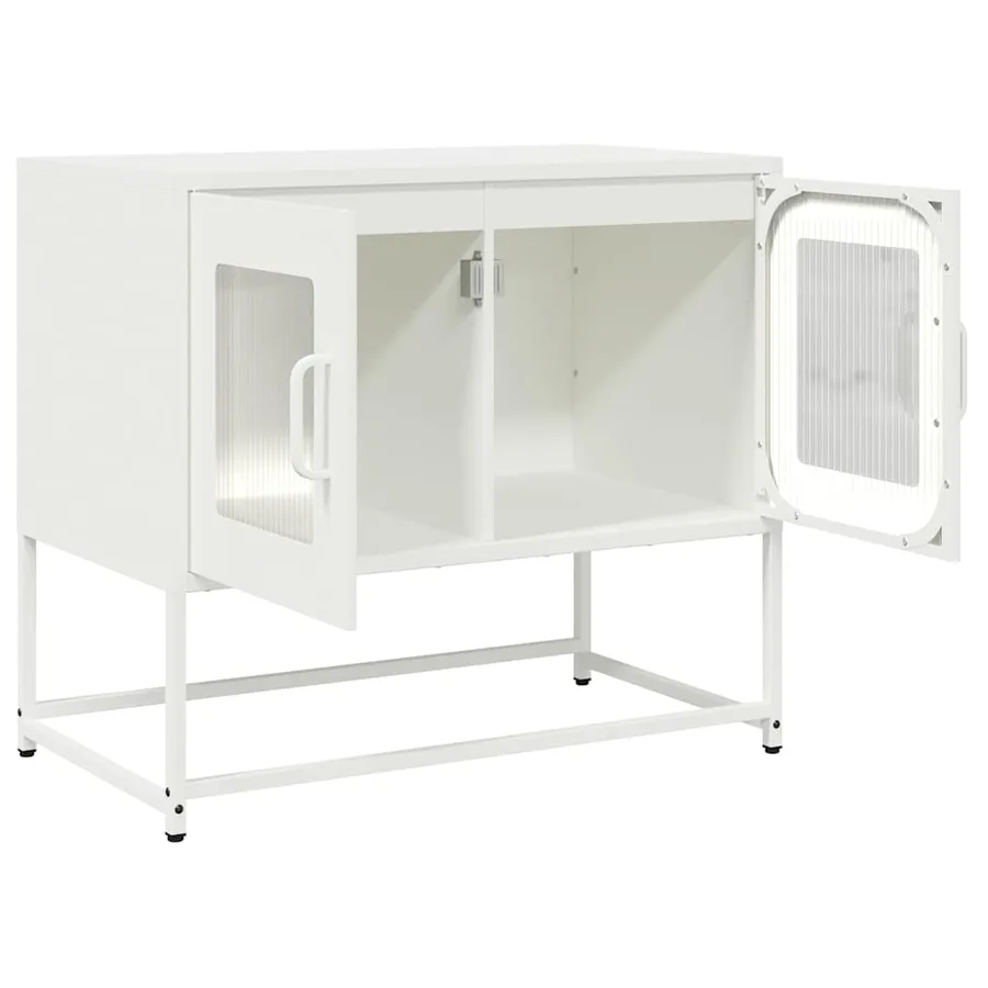Meuble TV blanc 68x39x60,5 cm acier laminé à froid - 5